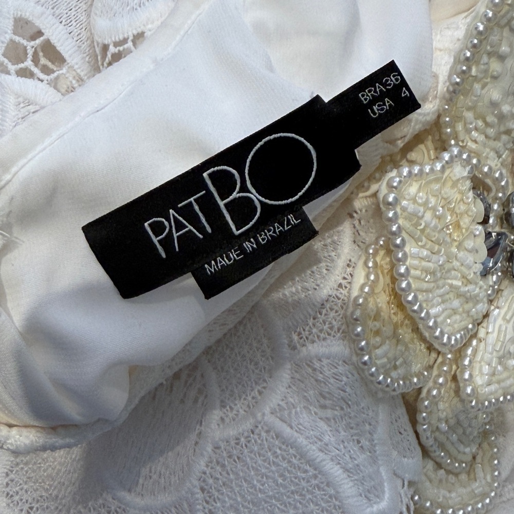 PatBo White and cream Floral Appliqué Lace Mini Dress - Picture 6 of 12